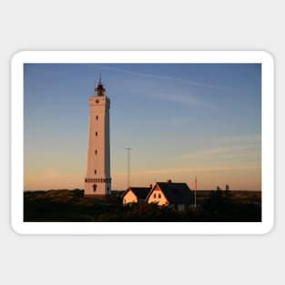 Blåvand lighthouse at sunset Sticker